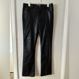 Faux Leather Pants - Flare w/ Slit